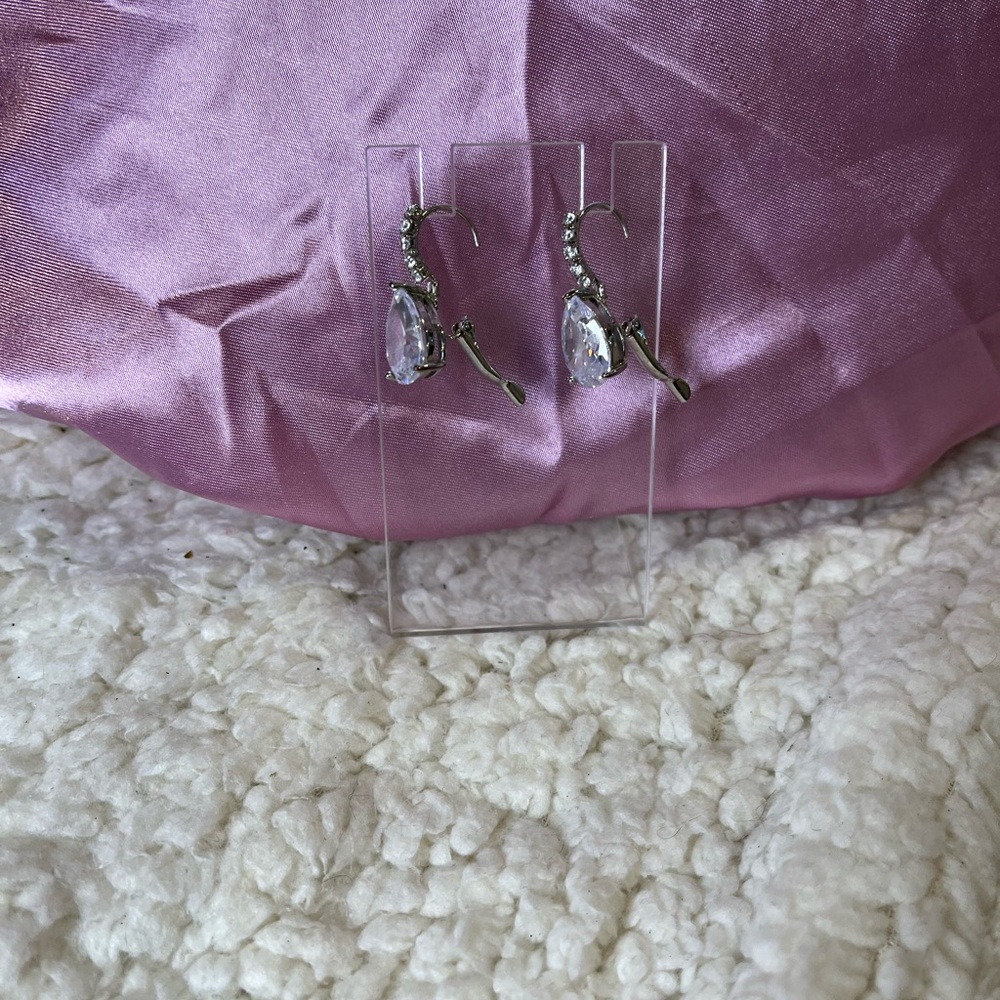 Silver and Crystal Drop Earrings